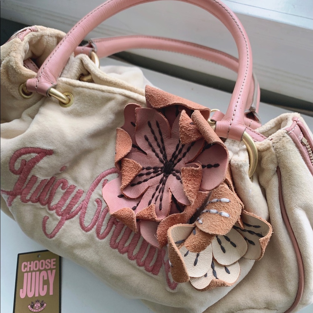 🎀JUICY COUTURE Velvet & Leather Satchel Bag